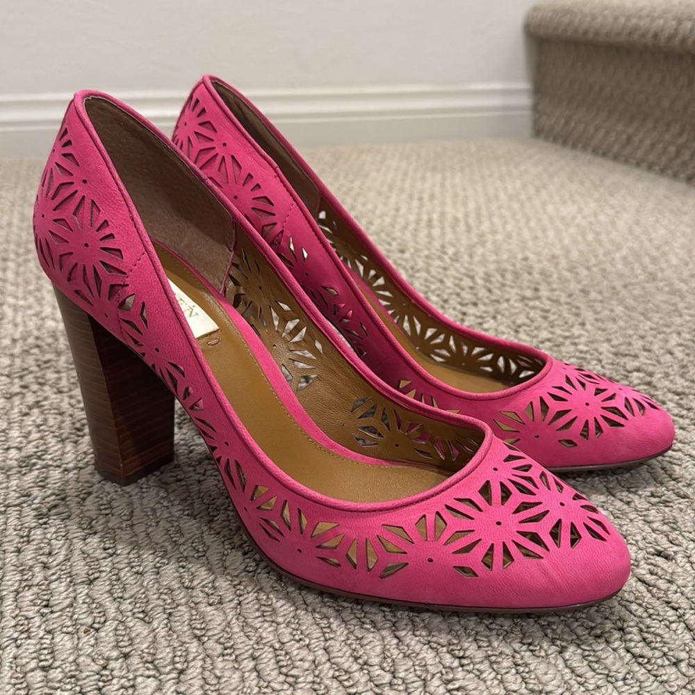 LAUREN Ralph Lauren Viona II Laser Cut Pumps Vero Cuoio Leather Size 9B